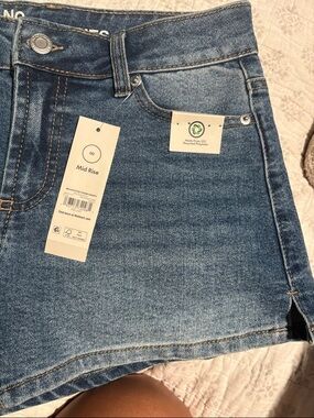 No Boundaries Blue Denim Shorts with Embroidered Bow Pockets